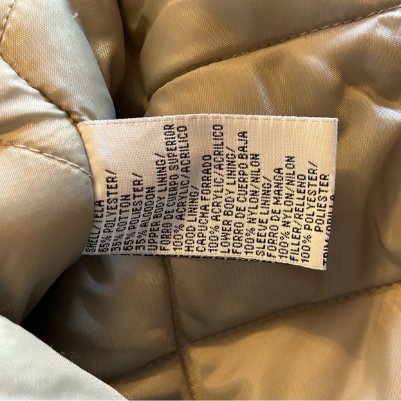 90s Duck Hunting Hooded Jacket Winter Coat Beige Vintage Medium - Picture 9 of 9